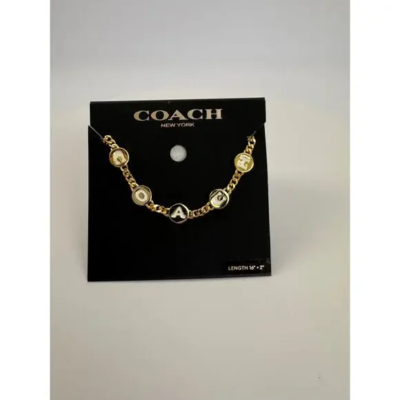 Coach Enamel Gold Chain Necklace Coach Letter
Charms NWT - Picture 6 of 10